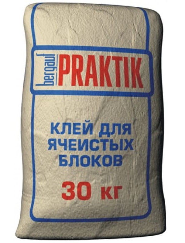 Клей для ячеистых блоков Bergauf Praktik, 30 кг фото 0